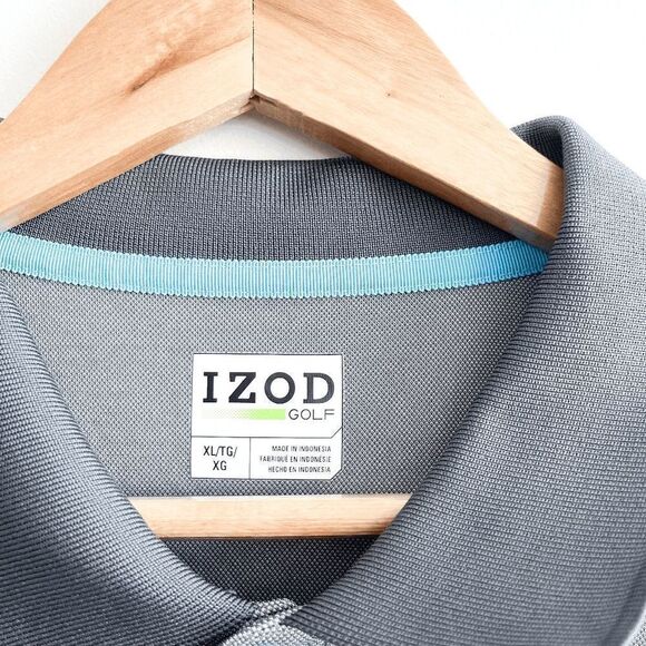 Izod Gray and Blue Men's Polo Shirt - Picture 3 of 6